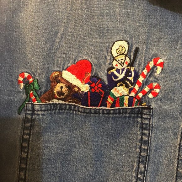 Vintage Solutions denim embroidered christmas shir - Picture 3 of 6